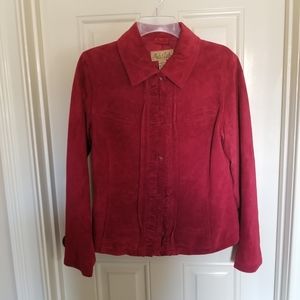 Beautiful Peck&Peck cranberry red leather suede jacket. Size M.